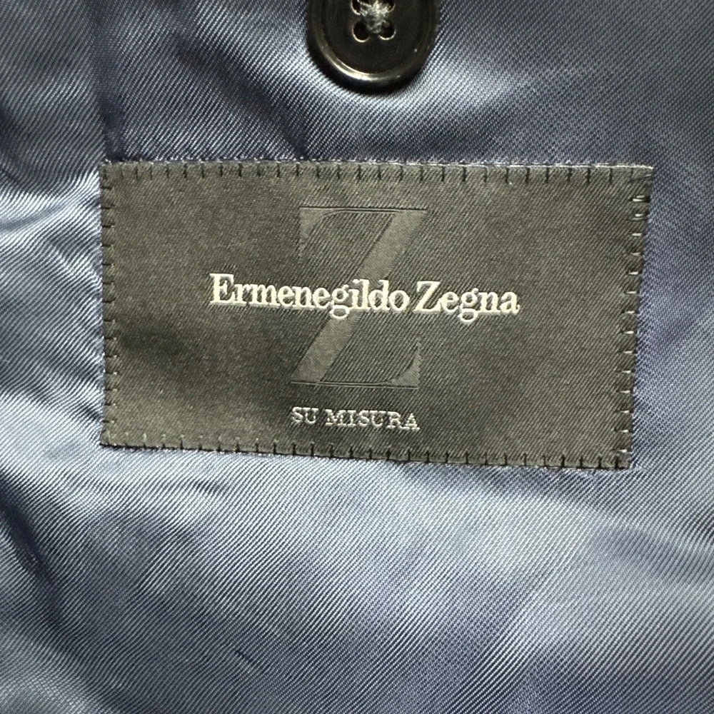 Ermenegildo Zegna Su Misura 3 Button Jacket Blazer Sz‎ 44XL Blue Wool Sport Coat